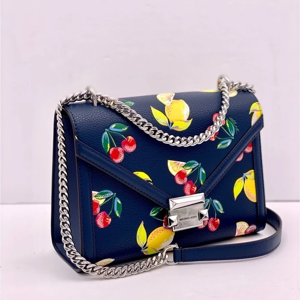 Michael Kors Whitney Medium Sequined Fruit Print Shoulder Bag Crossbody